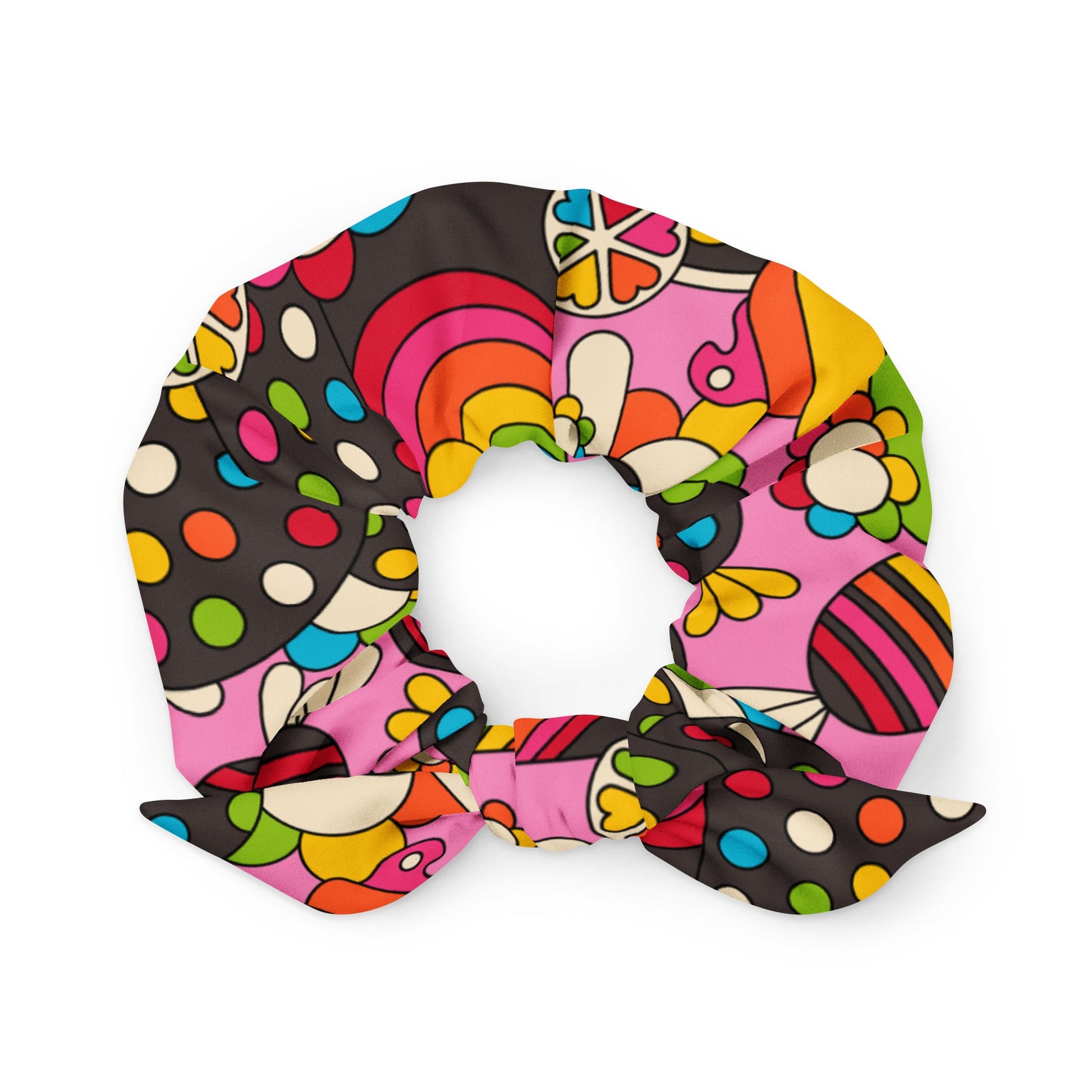 Scrunchie - SWEET FREAK pink - Playful sweet treats print Default Title
