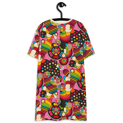 T-shirt dress - SWEET FREAK pink - Playful sweet treats print