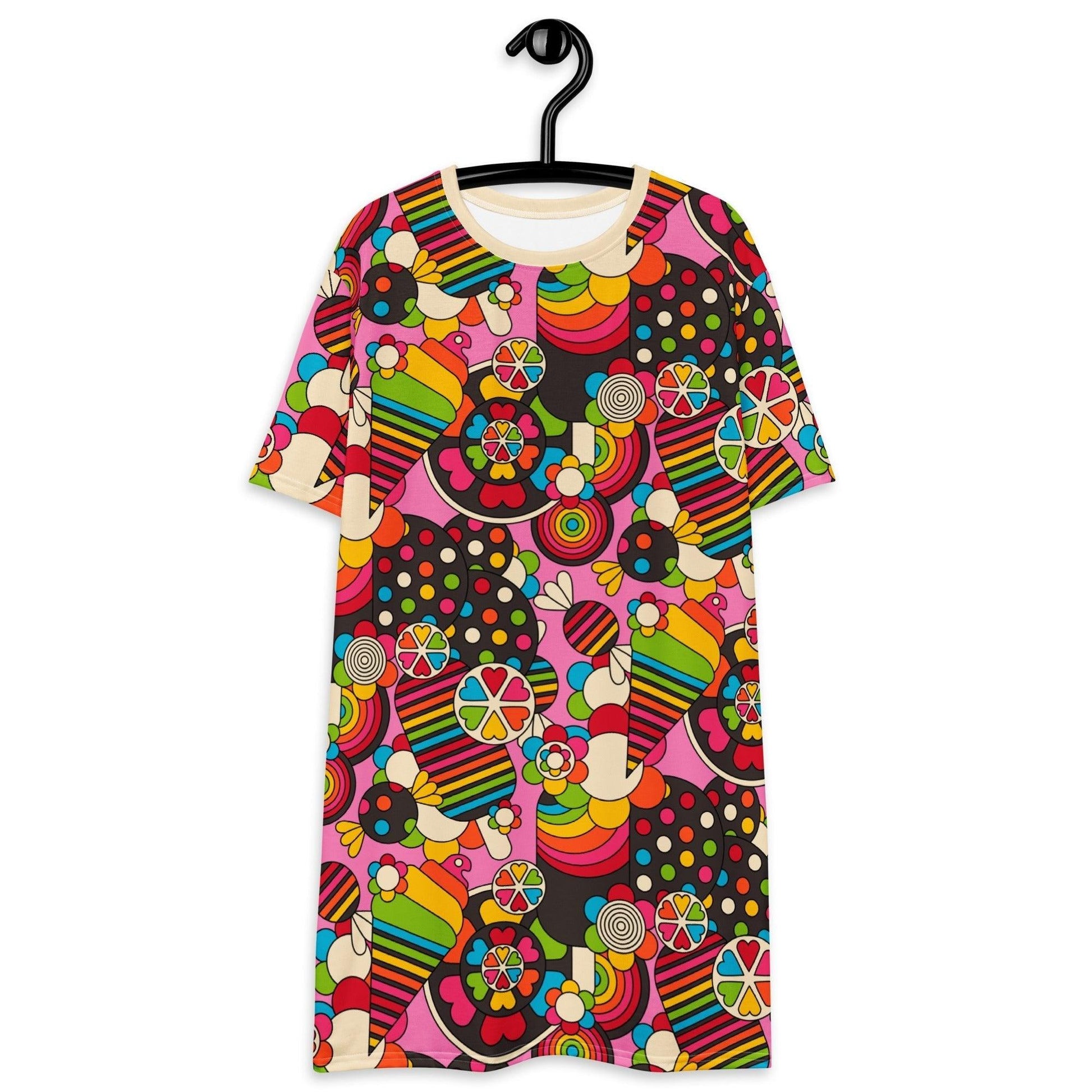 T-shirt dress - SWEET FREAK pink - Playful sweet treats print 6XL