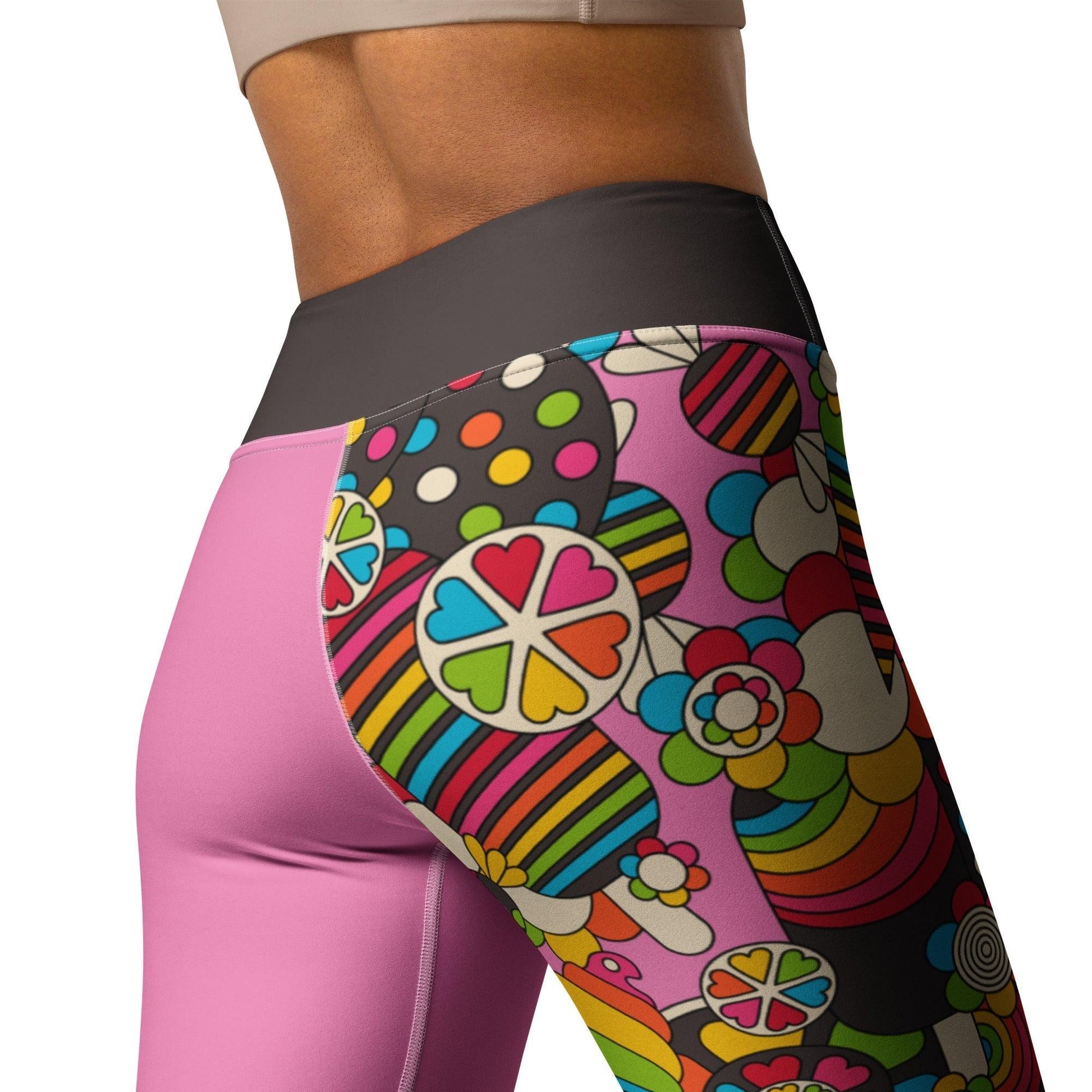 Yoga leggings - SWEET FREAK pink - Playful sweet treats print