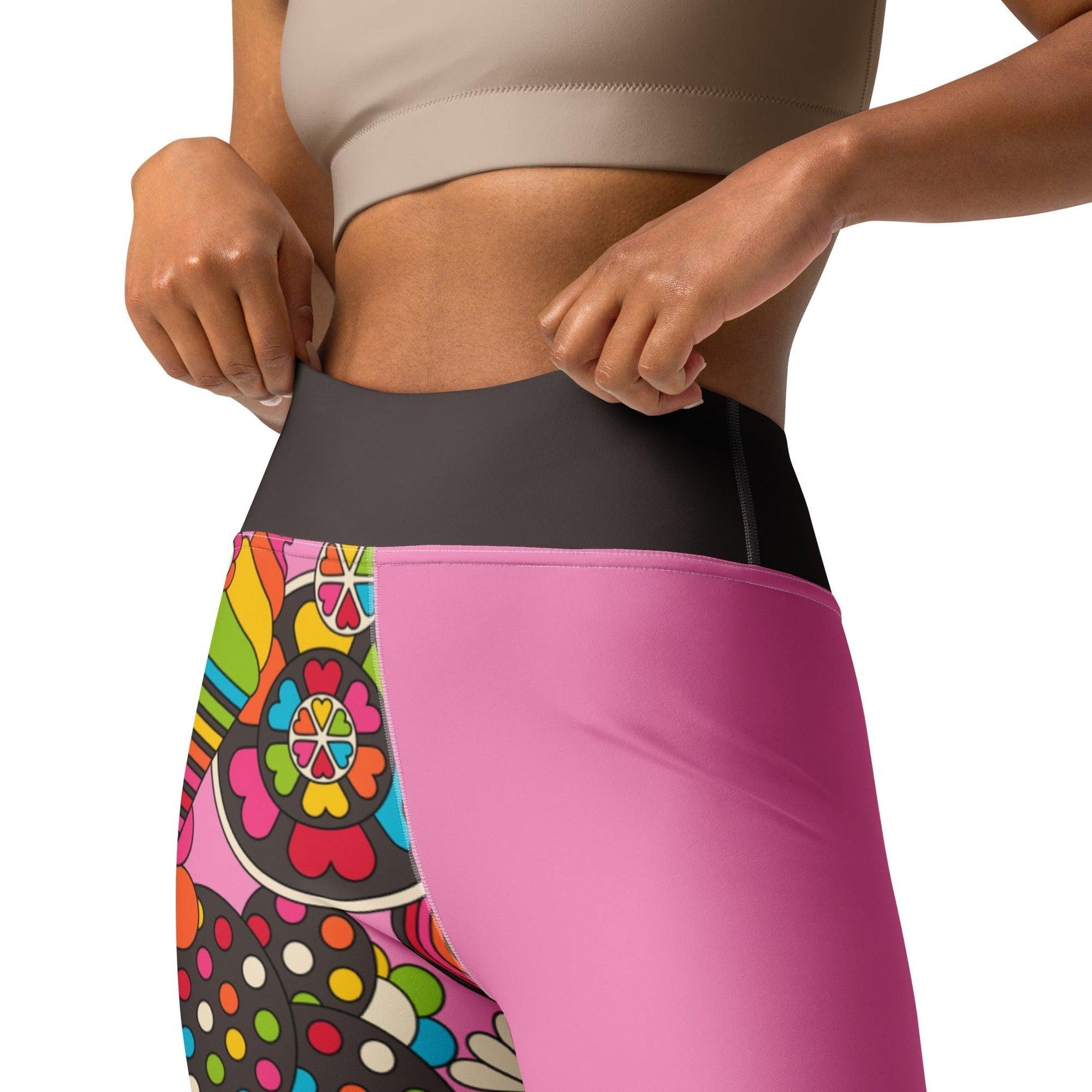 Yoga leggings - SWEET FREAK pink - Playful sweet treats print