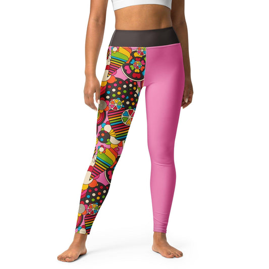 Yoga leggings - SWEET FREAK pink - Playful sweet treats print XL