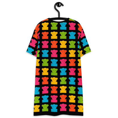 T-shirt dress - SWEET TEDDY happy black - Cute teddy bear print