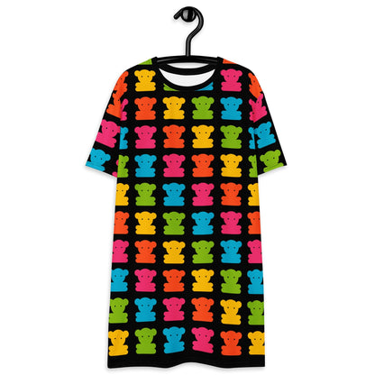 T-shirt dress - SWEET TEDDY happy black - Cute teddy bear print 6XL