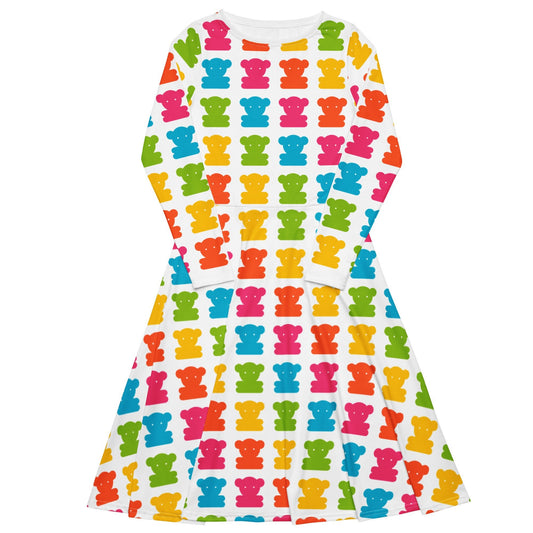 Midi Dress - SWEET TEDDY happy white