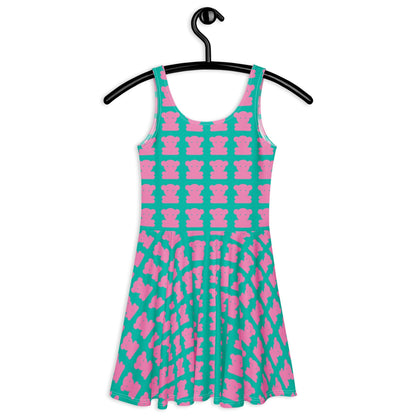 Skater dress - SWEET TEDDY pink mint - Cute teddy bear print