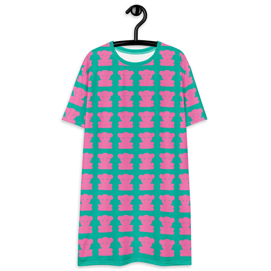 T-shirt dress - SWEET TEDDY pink mint - Cute teddy bear print 6XL