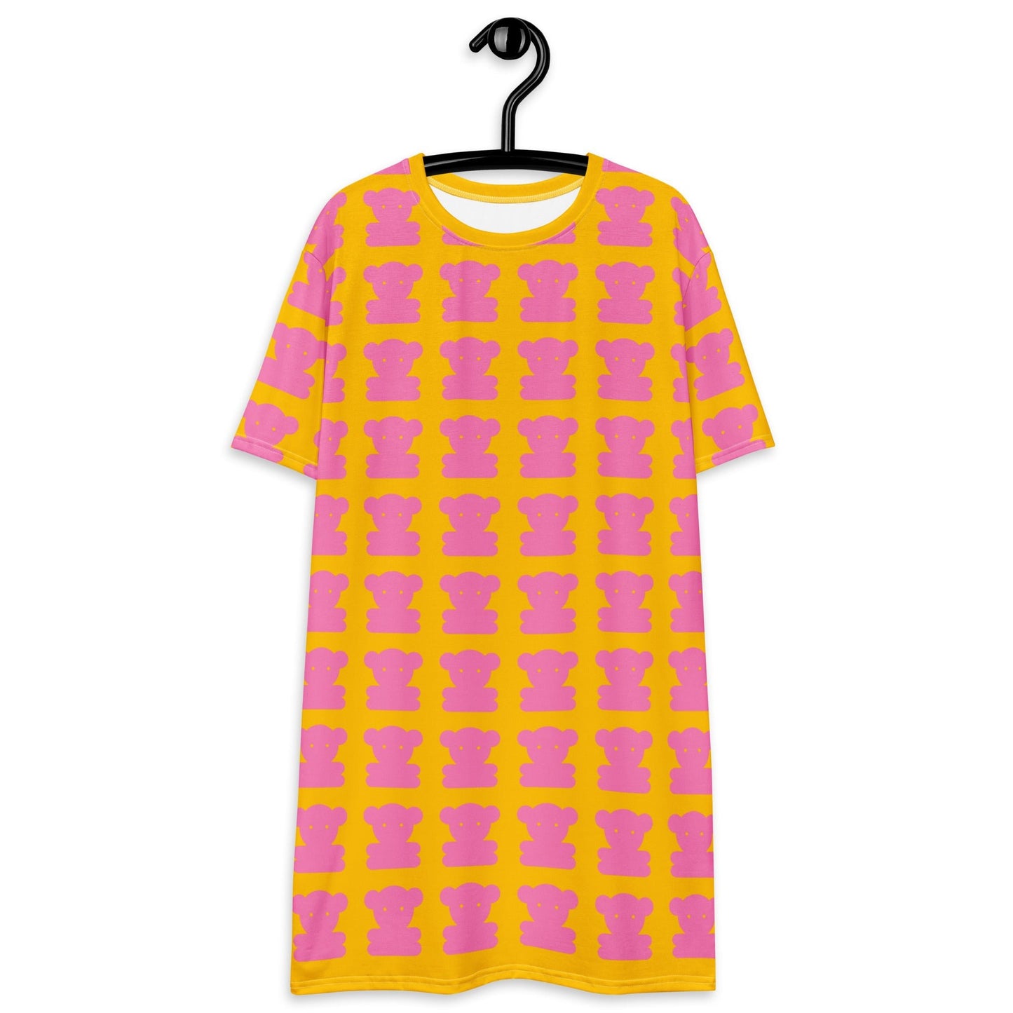 T-shirt dress - SWEET TEDDY pink yellow - Cute teddy bear print 6XL