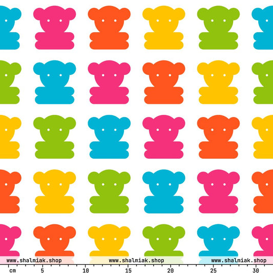 Fabric - SWEET TEDDY happy white