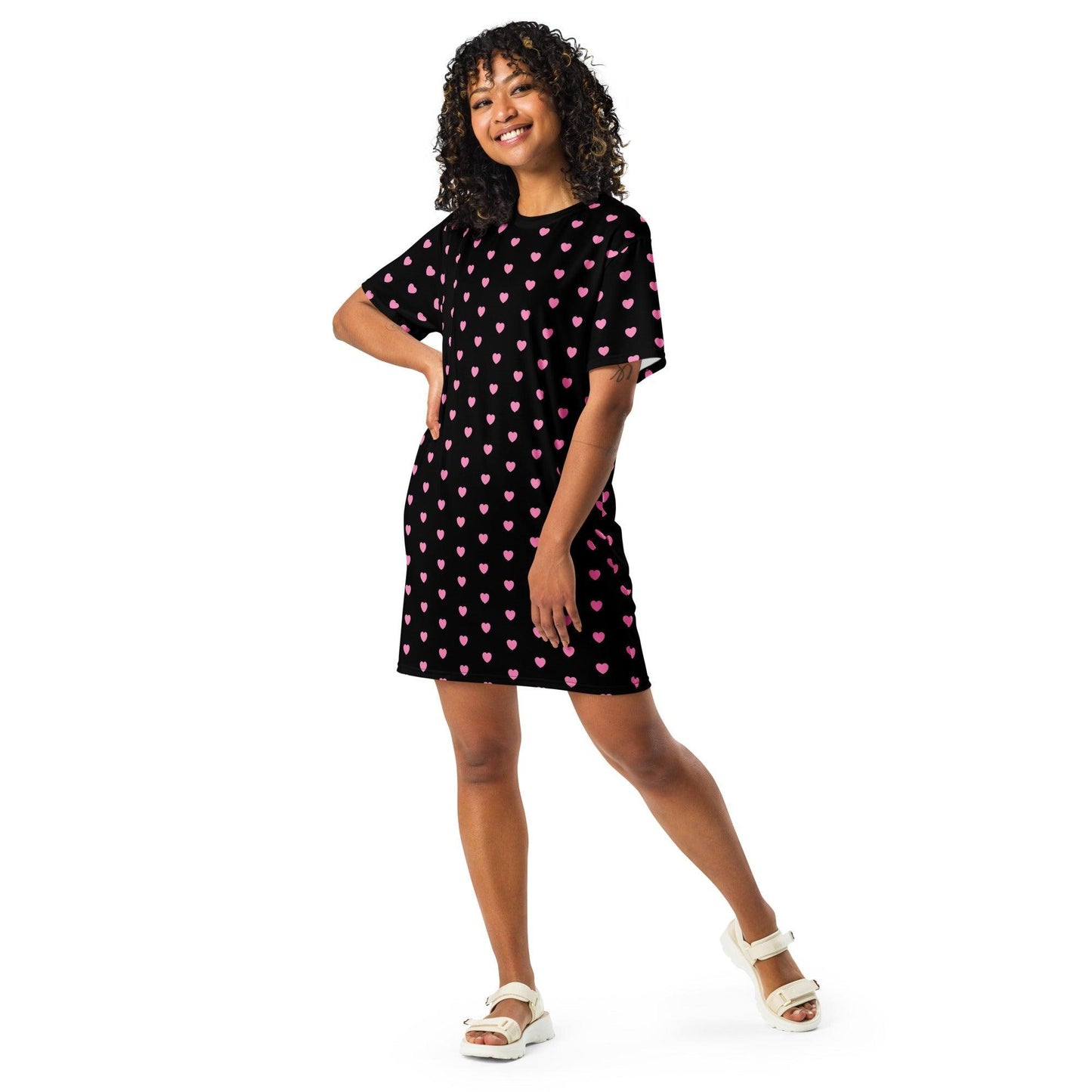T-Shirt Dress - HERTTAHOUND HEARTS pink