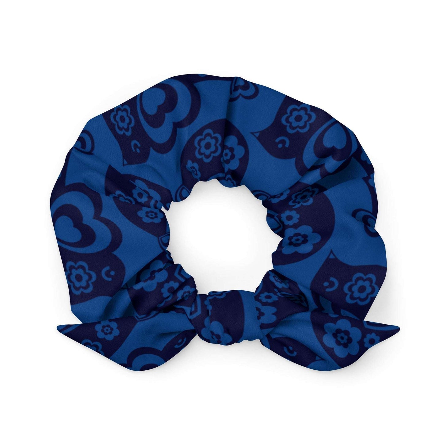 Scrunchie - TWEET LOVE dark blue - Birds and hearts print Default Title
