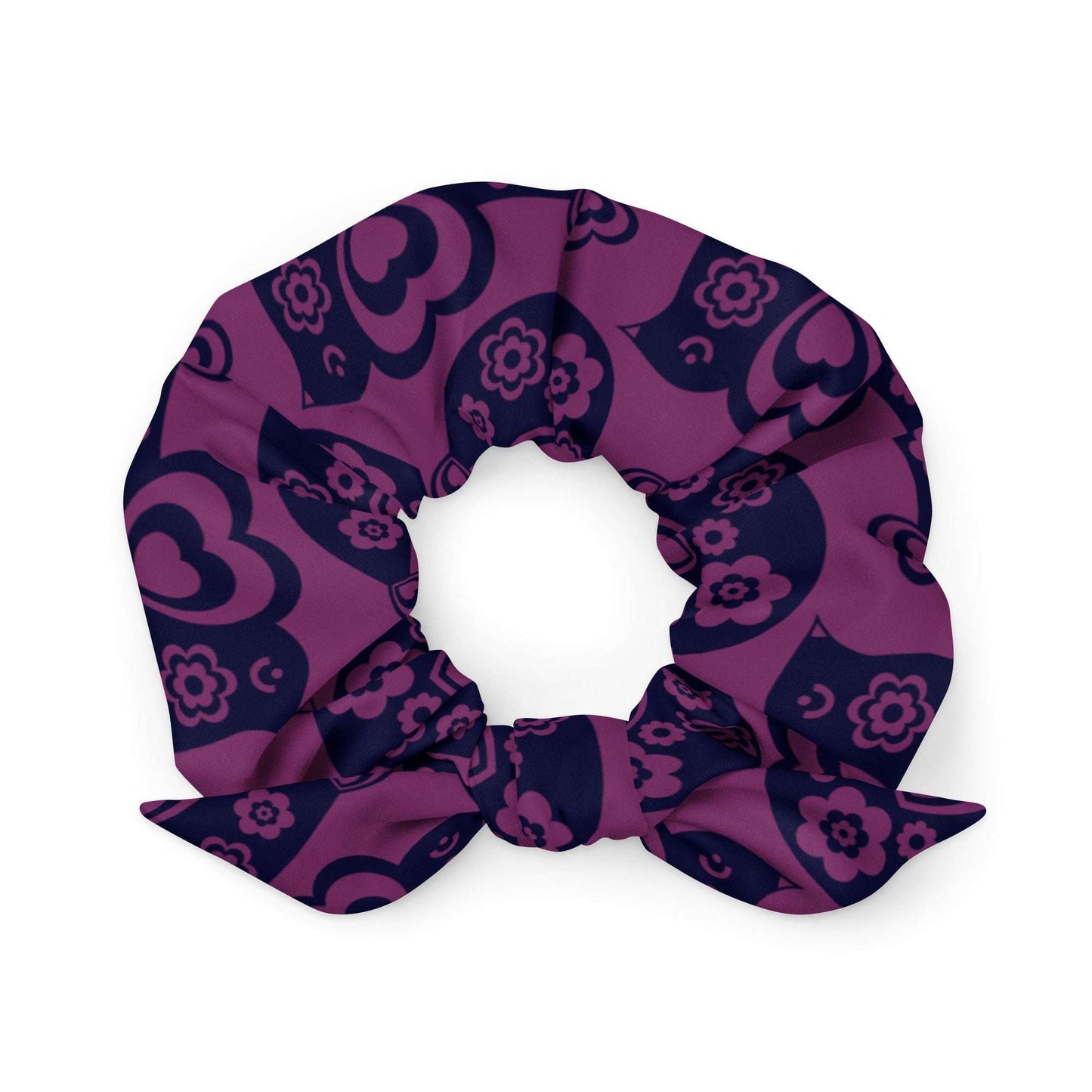 Scrunchie - TWEET LOVE plum - Birds and hearts print Default Title