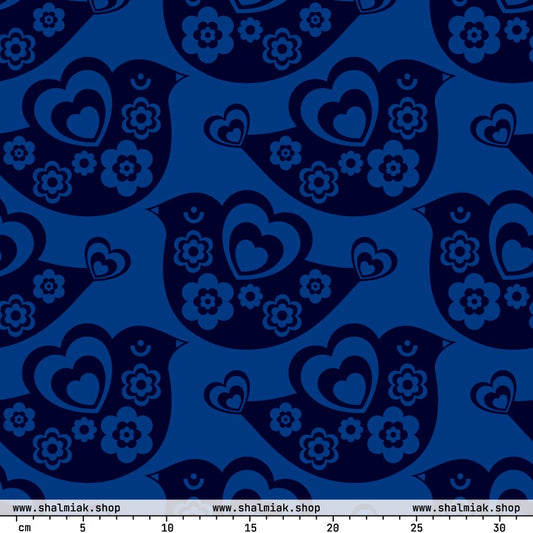 Fabric - TWEET LOVE dark blue