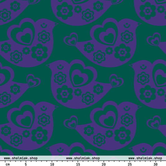 Fabric - TWEET LOVE green purple
