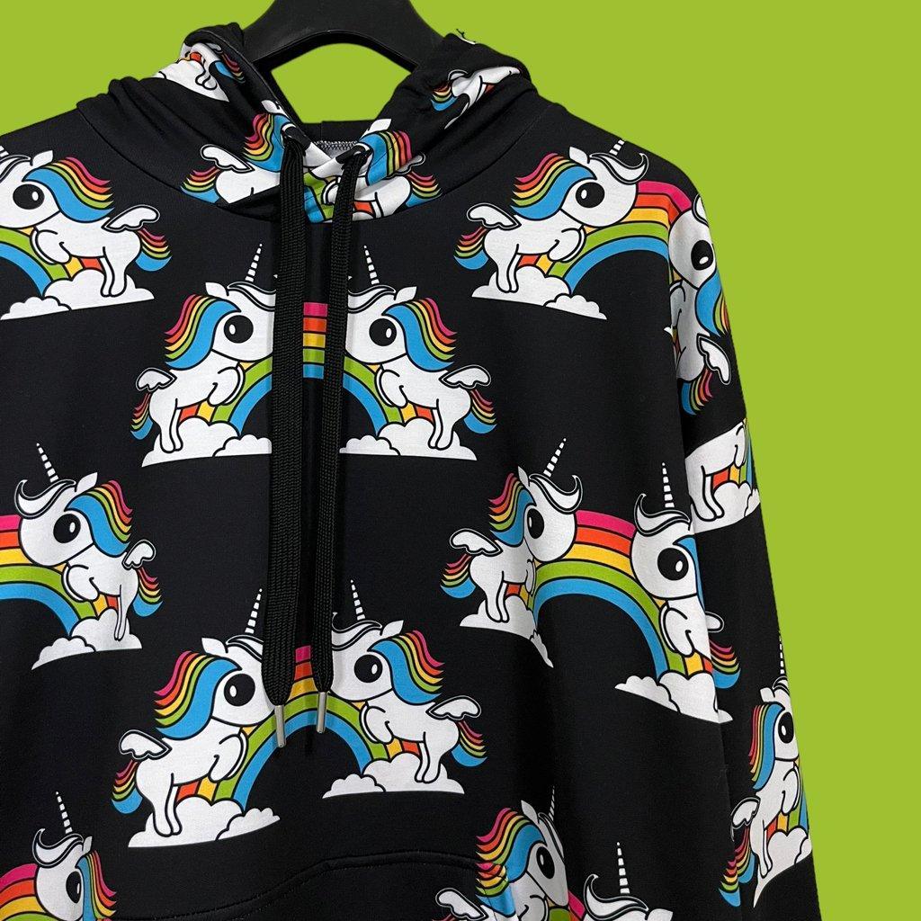 Hoodie - UNIQUE black - Unicorns and rainbows