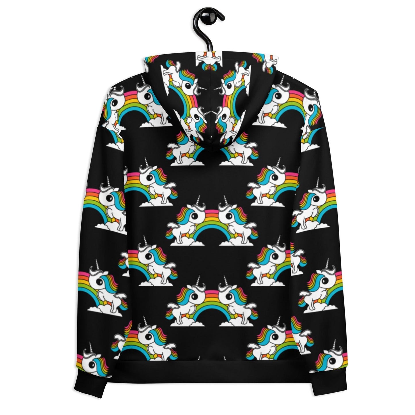 Hoodie - UNIQUE black - Unicorns and rainbows