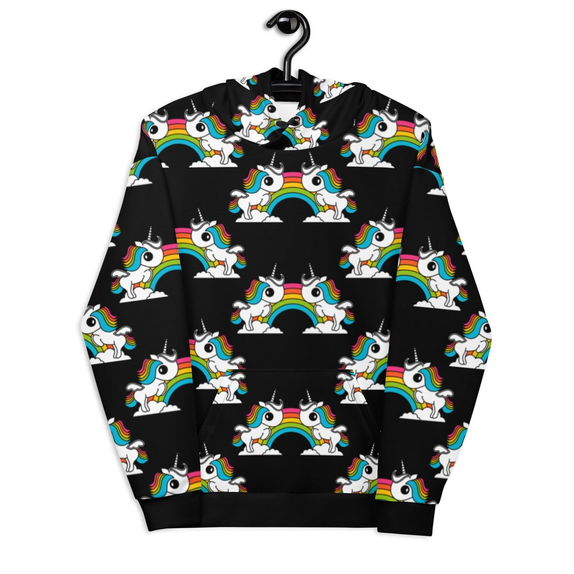 Hoodie - UNIQUE black - Unicorns and rainbows
