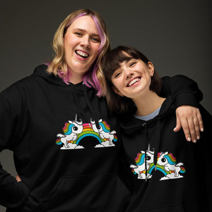 Hoodie - UNIQUE black (just unicorns) - Unicorns and rainbows print