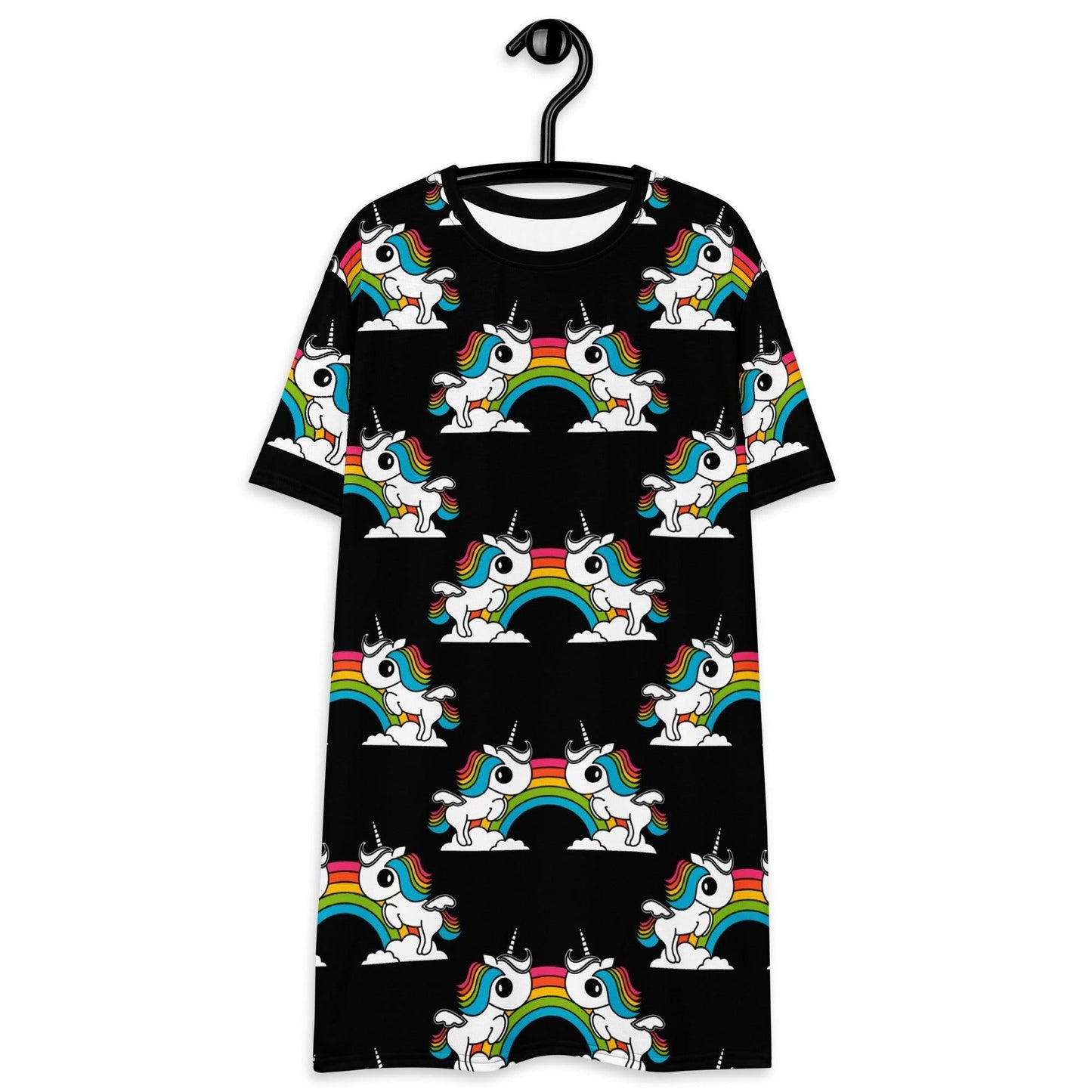 T-Shirt Dress - UNIQUE black - Unicorns and rainbows