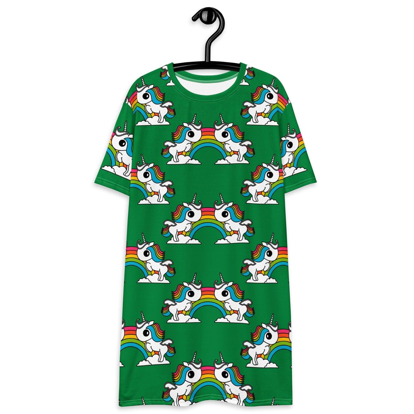 T-shirt dress - UNIQUE green - Unicorns and rainbows print 6XL