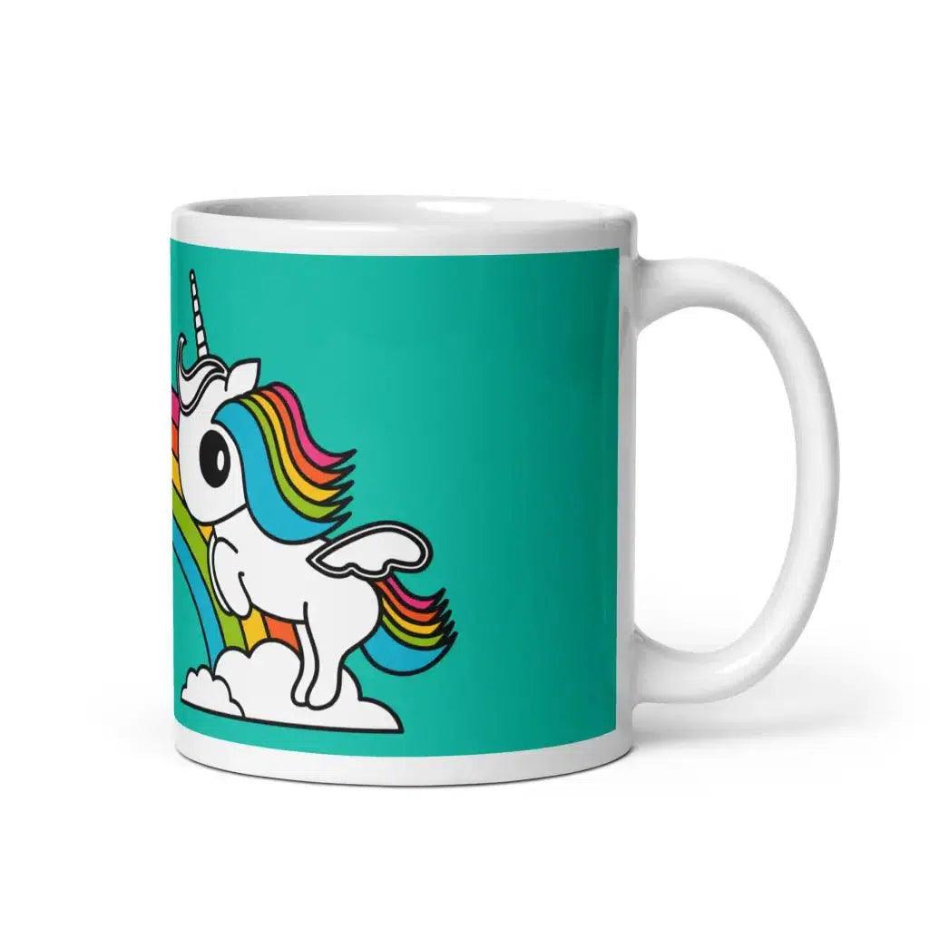 Mug - UNIQUE mint - Unicorns and rainbows print
