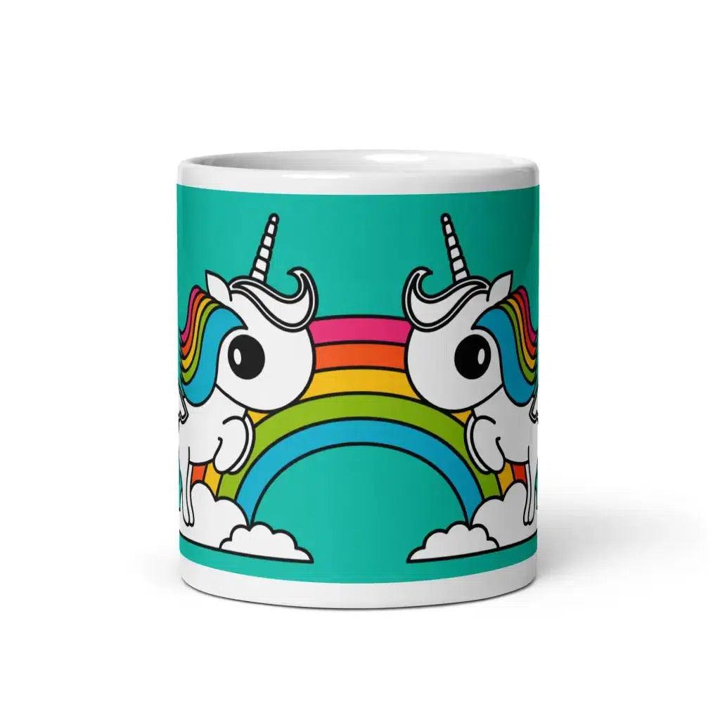 Mug - UNIQUE mint - Unicorns and rainbows print