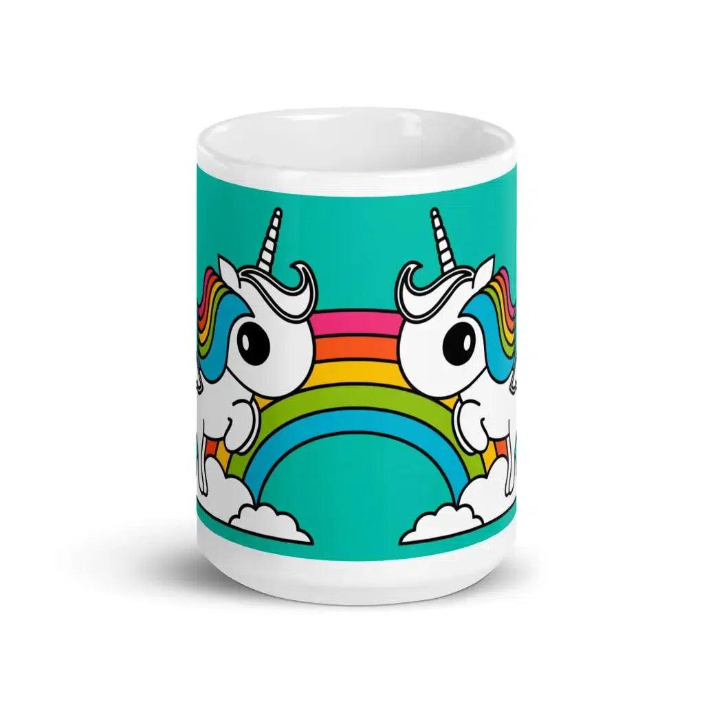 Mug - UNIQUE mint - Unicorns and rainbows print