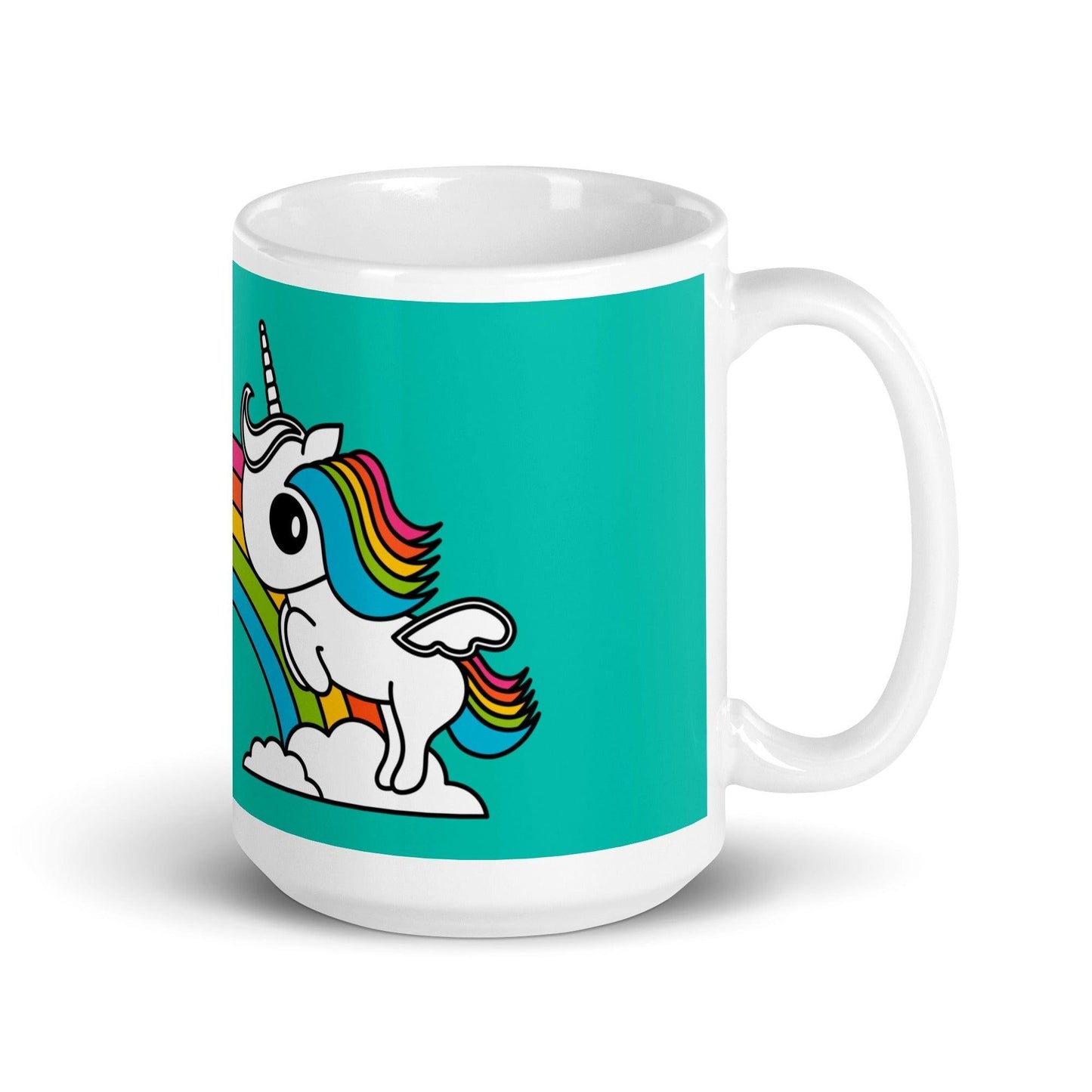 Mug - UNIQUE mint - Unicorns and rainbows print 15oz