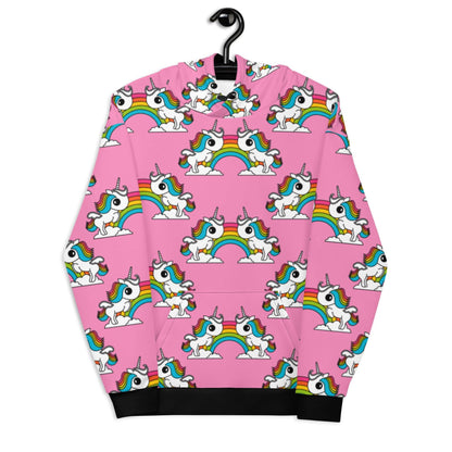 Hoodie - UNIQUE pink - Unicorns and rainbows print 6XL