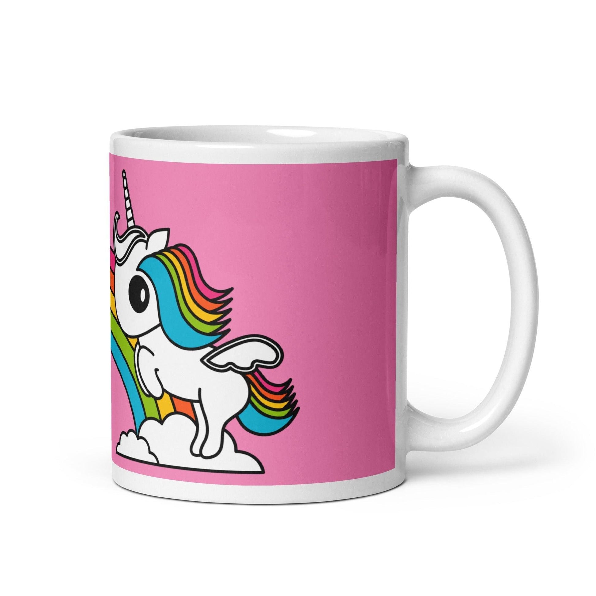 Mug - UNIQUE pink - Unicorns and rainbows print 11oz