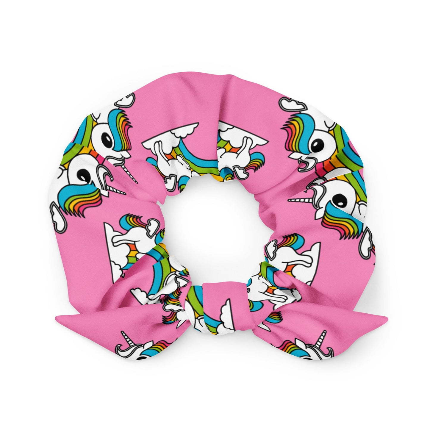 Scrunchie - UNIQUE pink - Unicorns and rainbows print Default Title