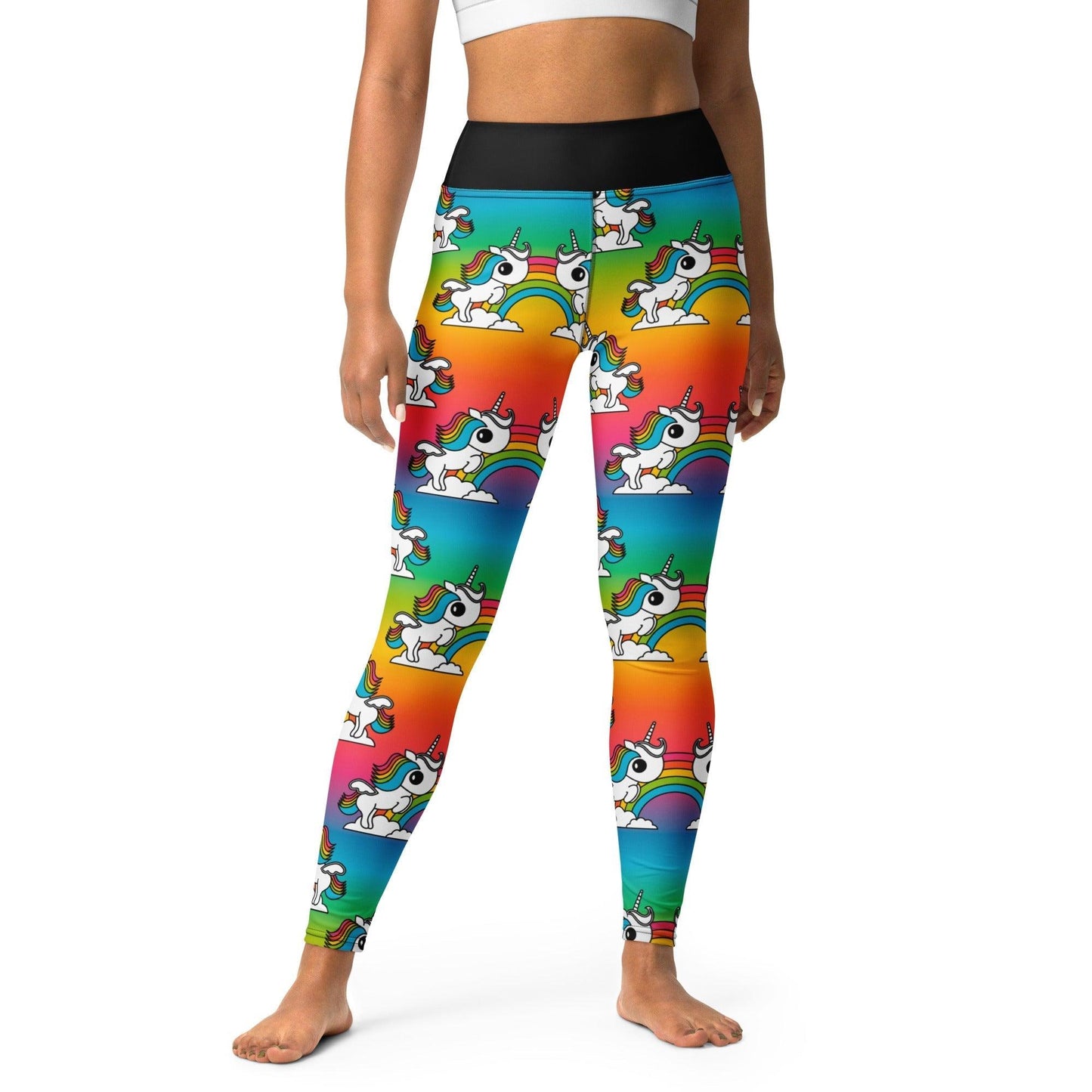 Yoga leggings -2- UNIQUE rainbow - Unicorns and rainbows print XL