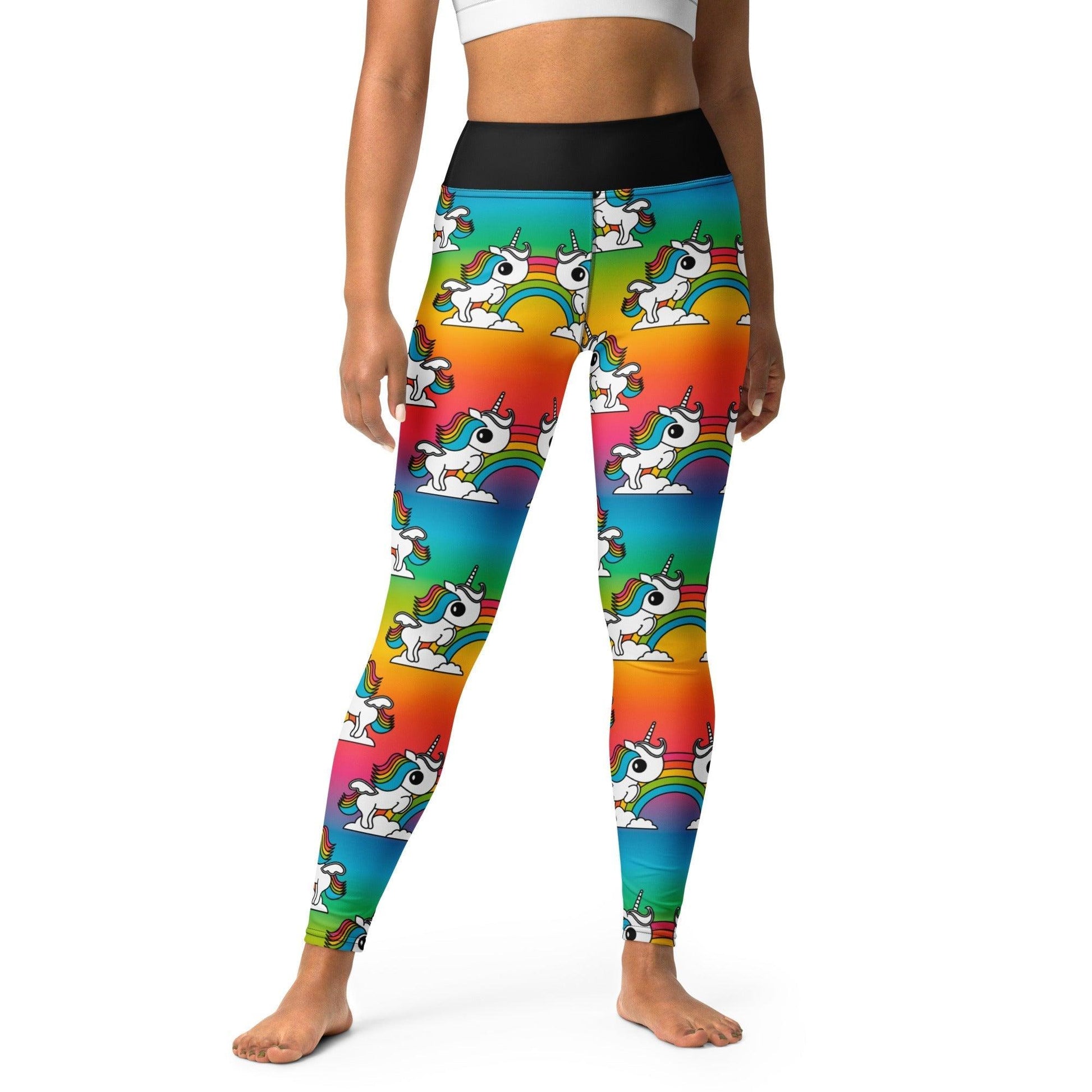 Yoga leggings -2- UNIQUE rainbow - Unicorns and rainbows print XL