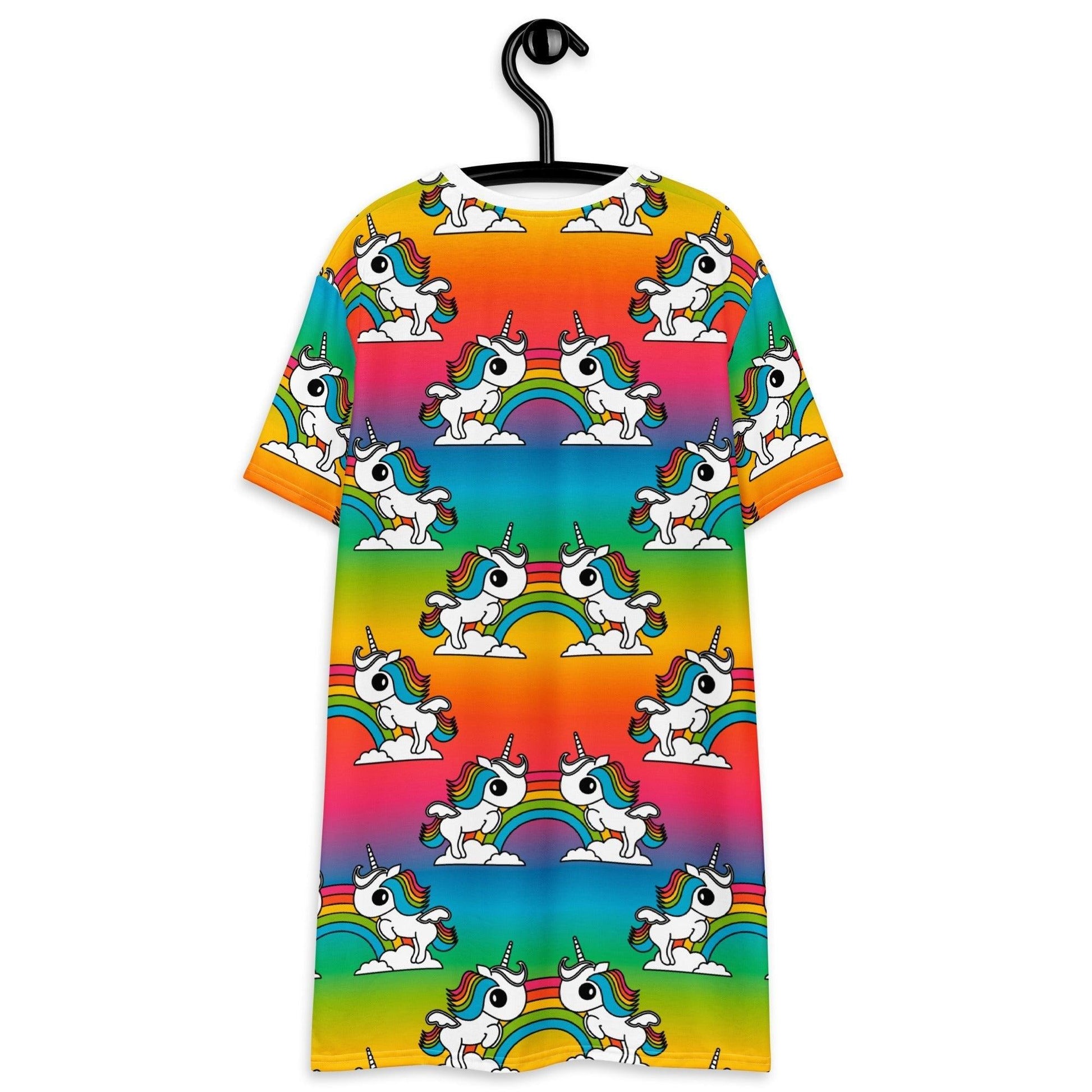 T-shirt dress - UNIQUE rainbow - Unicorns and rainbows print