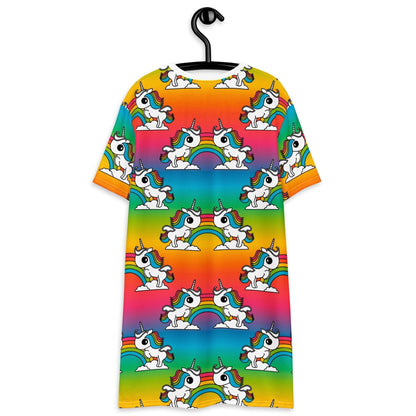T-shirt dress - UNIQUE rainbow - Unicorns and rainbows print