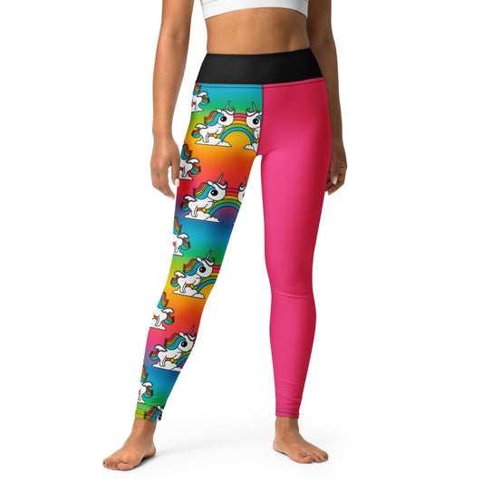 Yoga leggings - UNIQUE rainbow - Unicorns and rainbows print XL