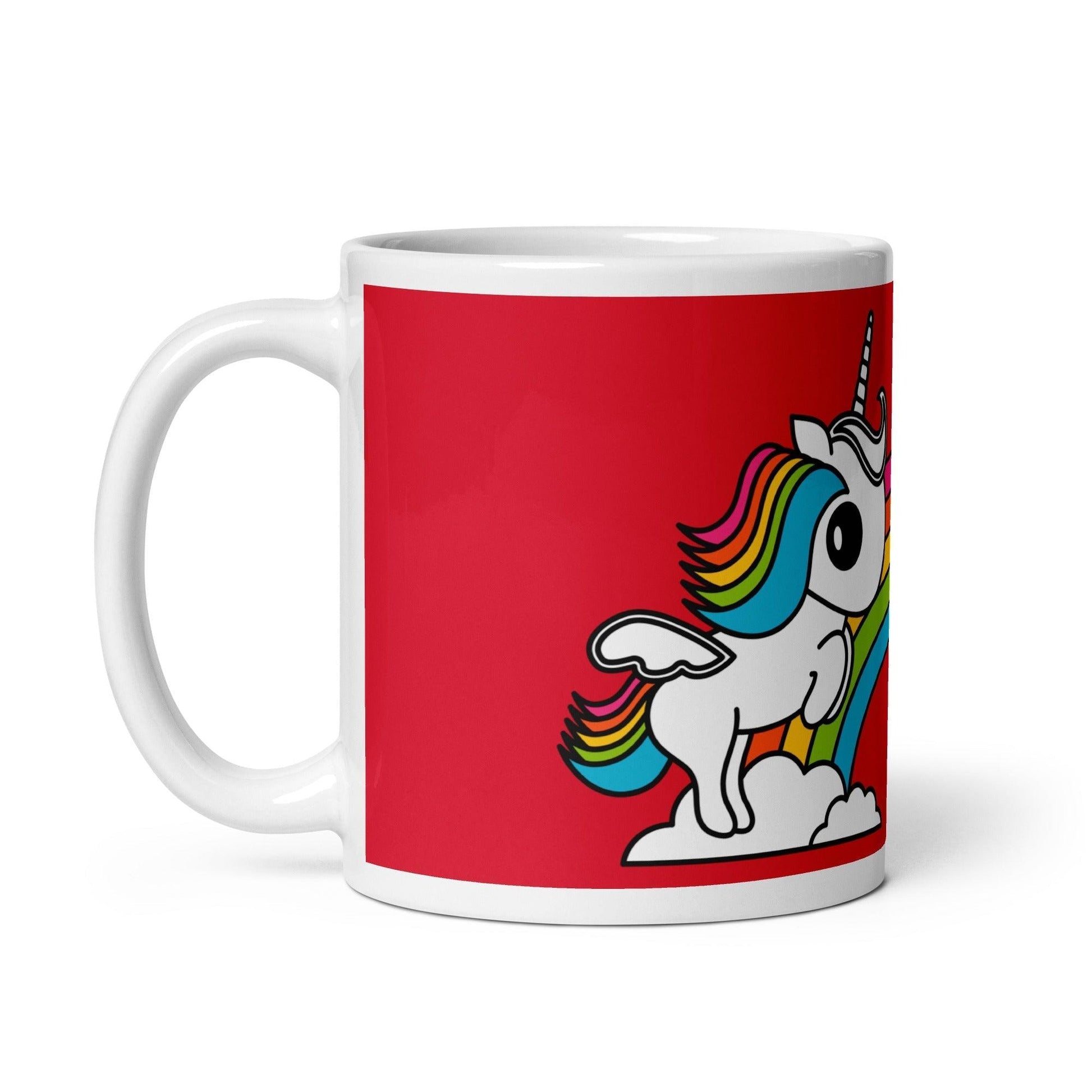 Mug - UNIQUE red - Unicorns and rainbows print