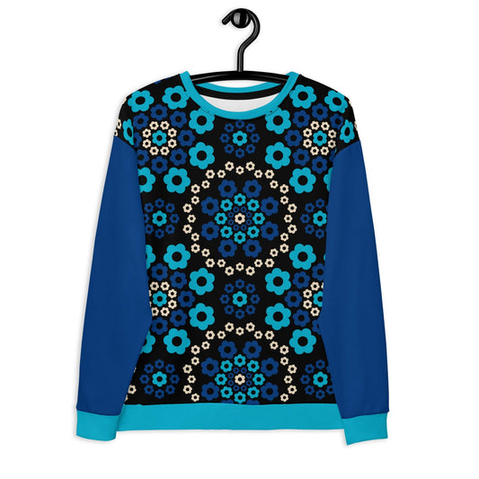 Sweatshirt - YESTERDAY blue - Graphic retro floral print 3XL