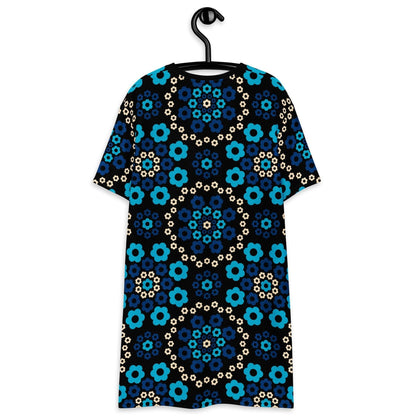 T-shirt dress - YESTERDAY blue - Graphic retro floral print