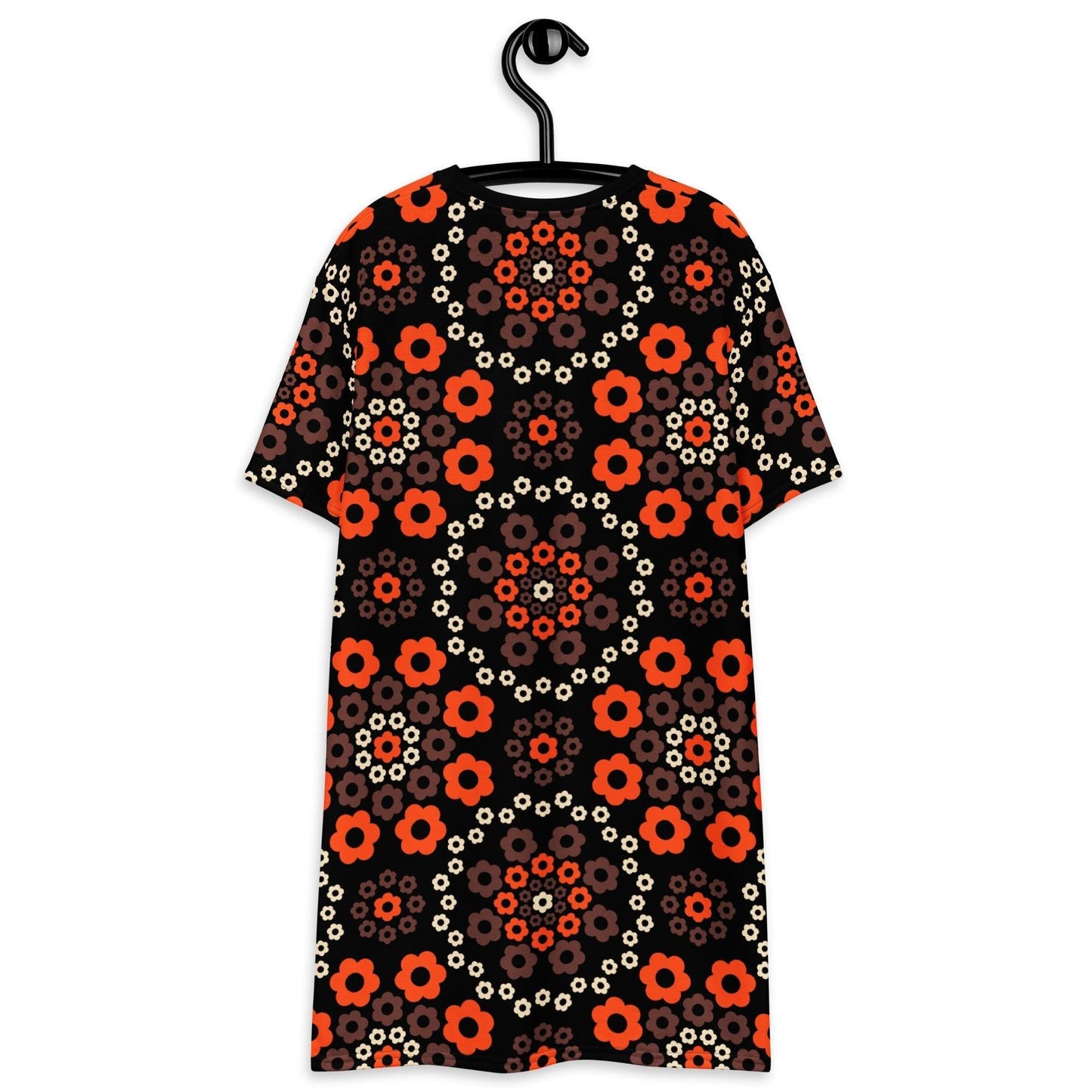 T-shirt dress - YESTERDAY brown orange - Graphic retro floral print