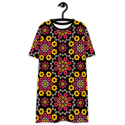 T-shirt dress - YESTERDAY pink yellow - Graphic retro floral print 6XL