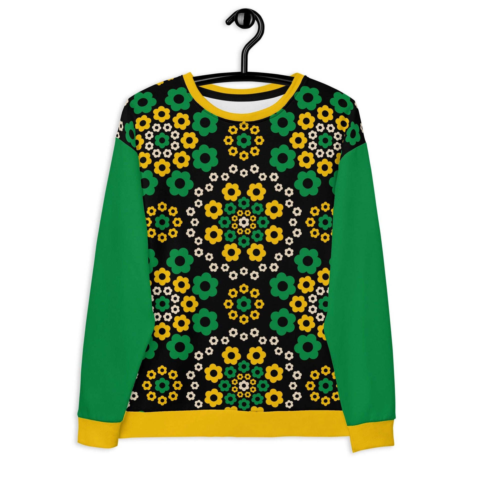 Sweatshirt - YESTERDAY yellow green - Graphic retro floral print 3XL